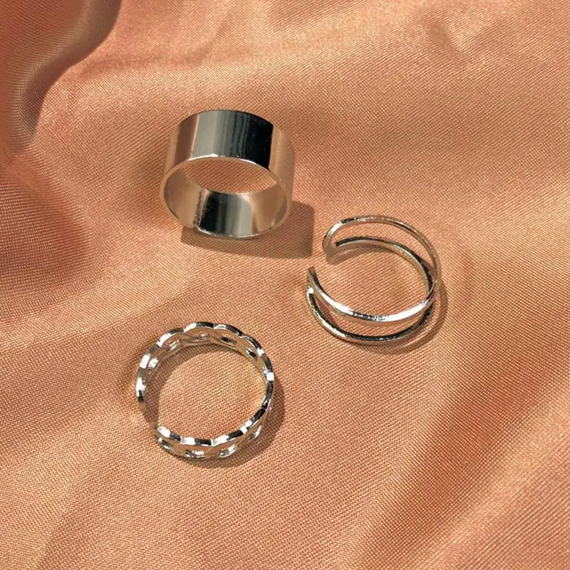 

Vintage Metal Punk Open Rings Adjustable Fashion 3PCS Stackable Alloy Finger Rings For Women Girls Party Jewelry Gifts Rings