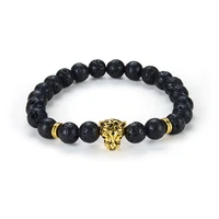 kamaf fashion lovers tigers eye charm bracelet bangles classic black and white natural lava stone bead bracelet with female man