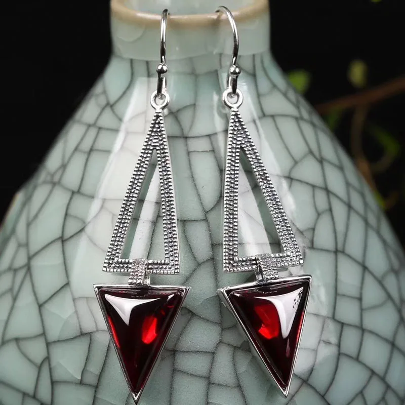 CSJ Винтажные серьги из стерлингового серебра 925 пробы с кварцем тайское серебро