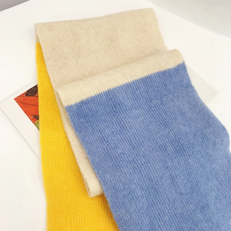 

Splicing Color Women Scarf Knitted Scarf Korean-style Soft Long Shawls Winter Scarf Double Side Scarves Thick Warm Neck Scarves