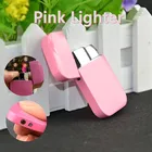 Оригинальная розовая зажигалка, ультратонкая надувная зажигалка, турбо-Бутановая Зажигалка с красным пламенем, подарок для женщин, аксессуары для курения