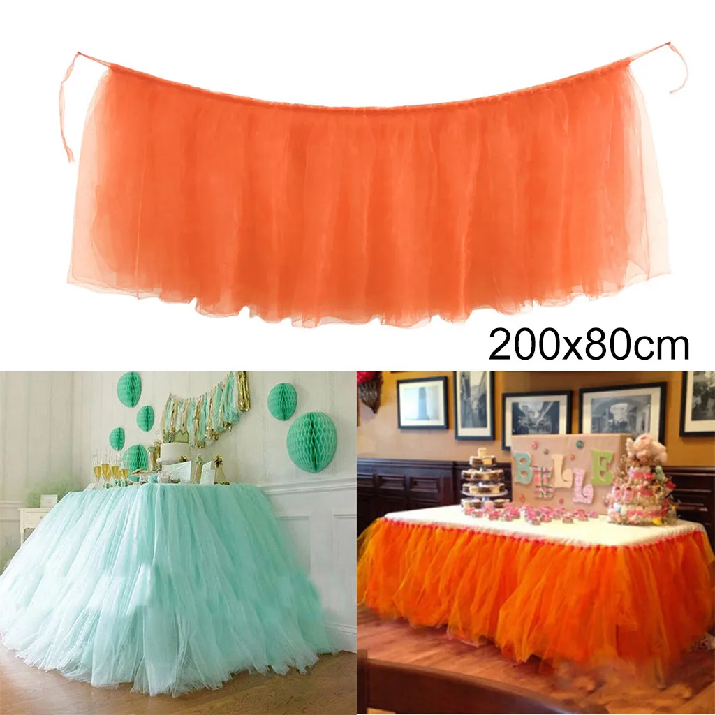200*80 см разноцветная юбка для стола столовая посуда тканевая Свадебная юбка-пачка
