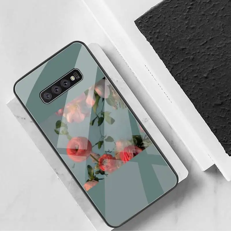 

art Pink Yellow Sunflower Rose Custom Soft Phone Case Tempered Glass For Samsung S20 Plus S7 S8 S9 S10 Plus Note 8 9 10 Plus