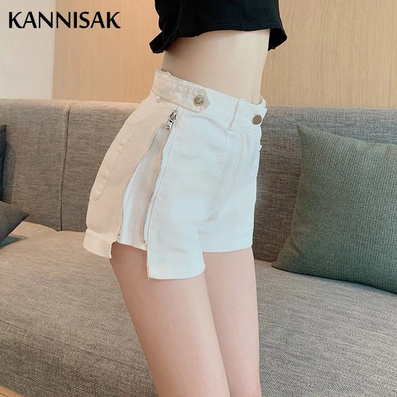 

2021 Summer Women Denim Shorts High Waist Wide Leng Short Jeans Zipper Casual Letter Print Loose Ladies Jeans Ripped Hole Shorts