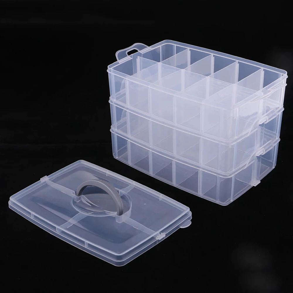 30 Grids Clear Plastic Storage Box For Toys Rings Jewelry Display Organizer Makeup Case Craft Holder Container Porta Joias