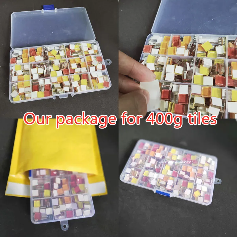 400 г/14 унций стеклянная мозаичная плитка в пластикопосылка вке 1*1 см квадратные
