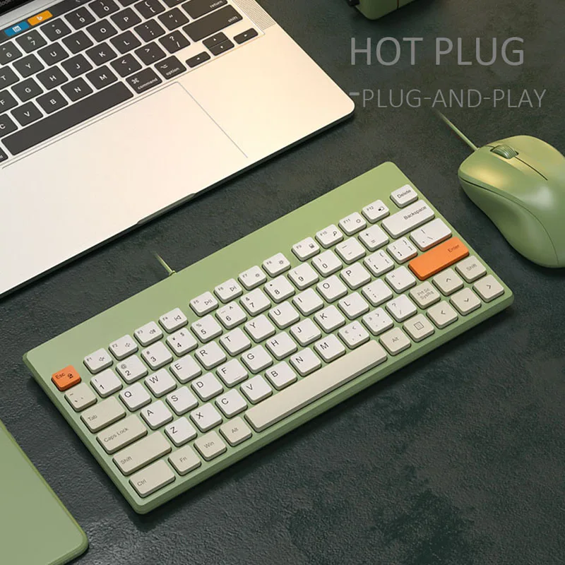 mechanical keyboard with usb wired cute chocolate keypad silence clicking mini protable for desktop notebook laptop windows ios free global shipping