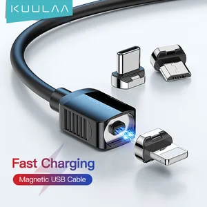 kuulaa magnetic cable usb type c cord micro usb c cable for iphone xiaomi poco x3 pro f3 magnet phone charging cord usbc wire free global shipping