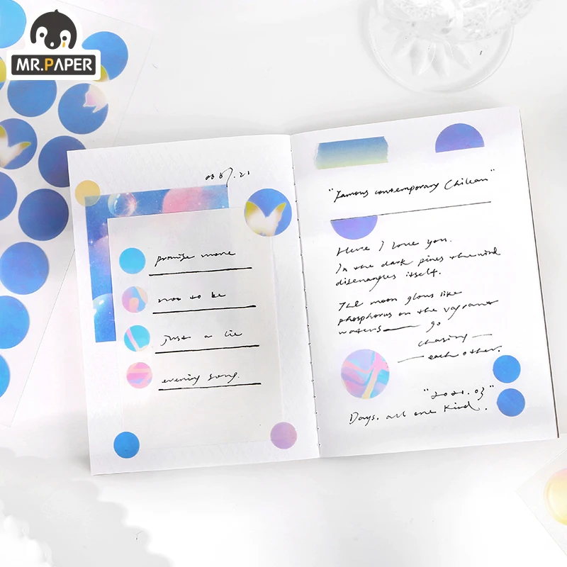 Наклейки Mr.paper 4 вида конструкций 5 шт. цветные наклейки в горошек для скрапбукинга