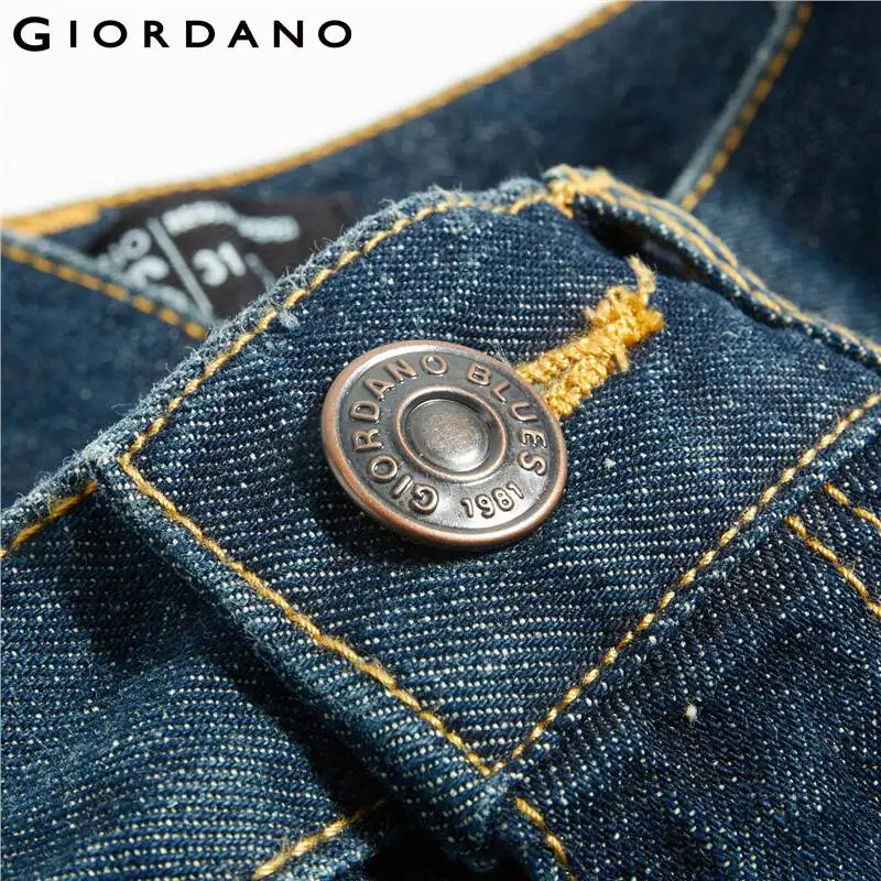Giordano Men Jeans Denim Jeans Elastic Mid Rise Narrow Feet Quality Cotton Denim Jeans Pantalones Whiskering Denim Clothing