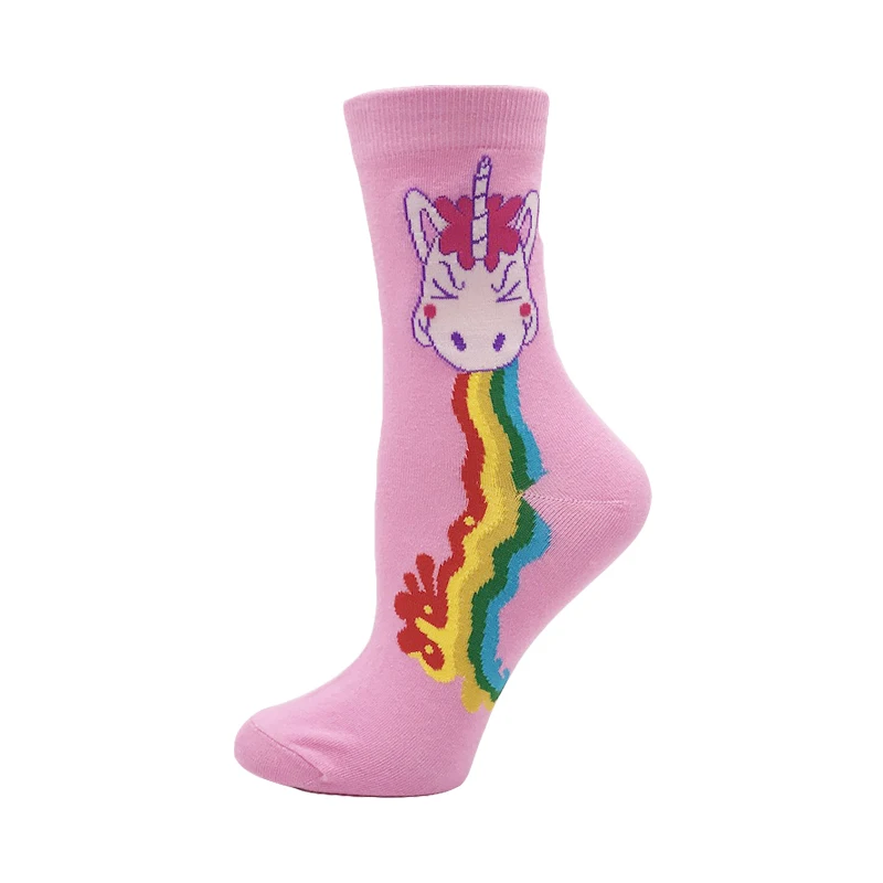 VPM, цветные хлопковые женские носки Harajuku Kawaii, новинка, милые Мультяшные забавные носки с изображением мороженого, кота, радуги, единорога, черепа, динозавра, подарки