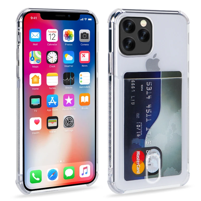 Clear Чехол с тяжелой защитой для iPhone 11 Pro X XR XS Max 6 6S 7 8 Plus, прозрачный чехол с отделением для карт, мягкий чехол для huawei mate 30 Pro P20 P30 Lite - Цвет: Clear