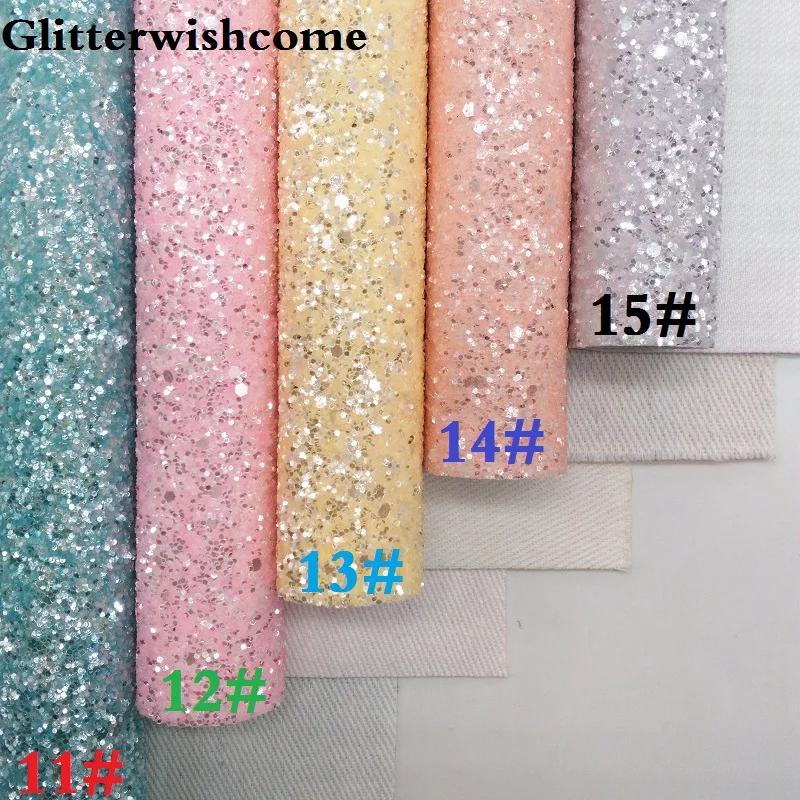 Винил Glitterwishcome размера A4 21 х29 см для бантов Хрустальная крупная блестящая кожаная