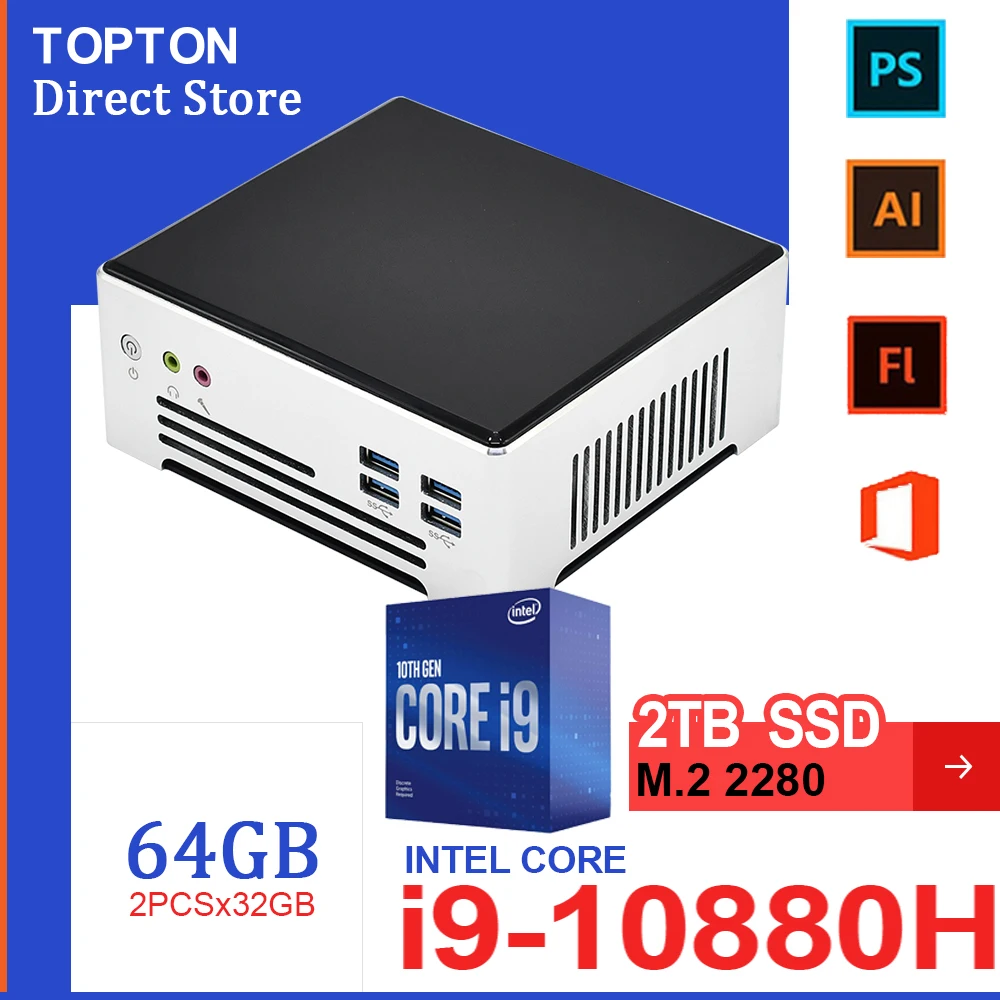 10th Gen мини ПК Intel i7 10510U i5 10310U 4 ядерный 8 нитей 2 * DDR4 lan M.2 NVMe компьютер Win10 Pro Linux Wi Fi USB C