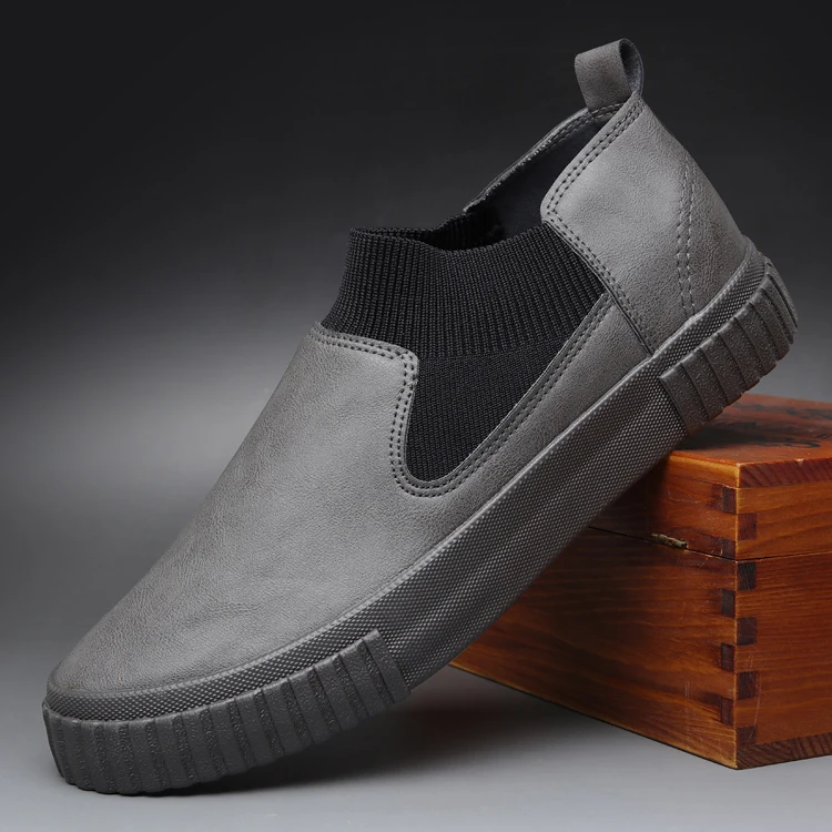 Мужские повседневные кожаные туфли черные дышащие Дизайнерские кроссовки