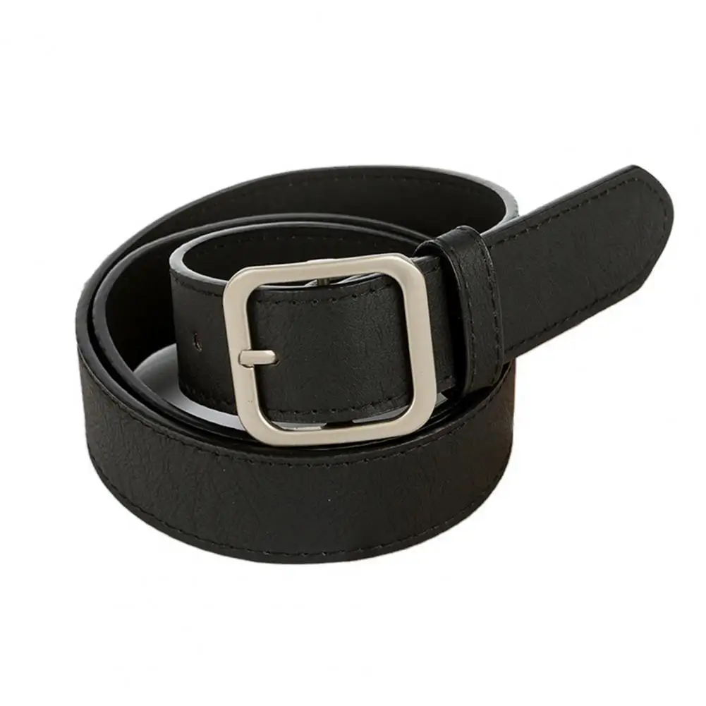 

New Fashion Women Solid Color Thin Skinny Belts Waistband Casual Belts Faux Leather Strap Square Buckle Imitation Leather Belts