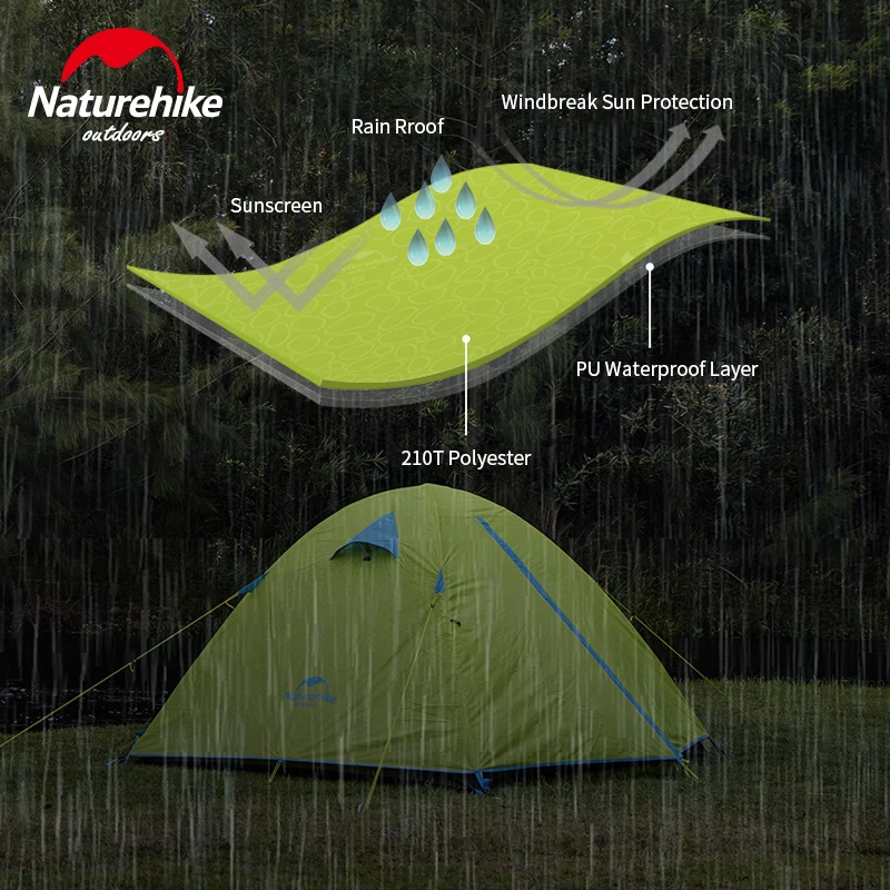 Палатка Naturehike P Series туристическая Ультралегкая для 2 3 4 человек UPF50 + семейная