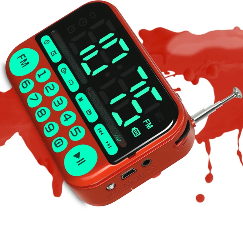 Портативные мини FM радио стереодинамики музыкальный плеер подсветка кнопки