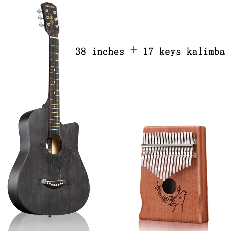 38CSXL-17HD Эндрюс 38/41 дюймов народная гитара из красного дерева collocate укулеле калимба олень тотем акустический музыкальный инструмент - Цвет: 38CSXL-17HD