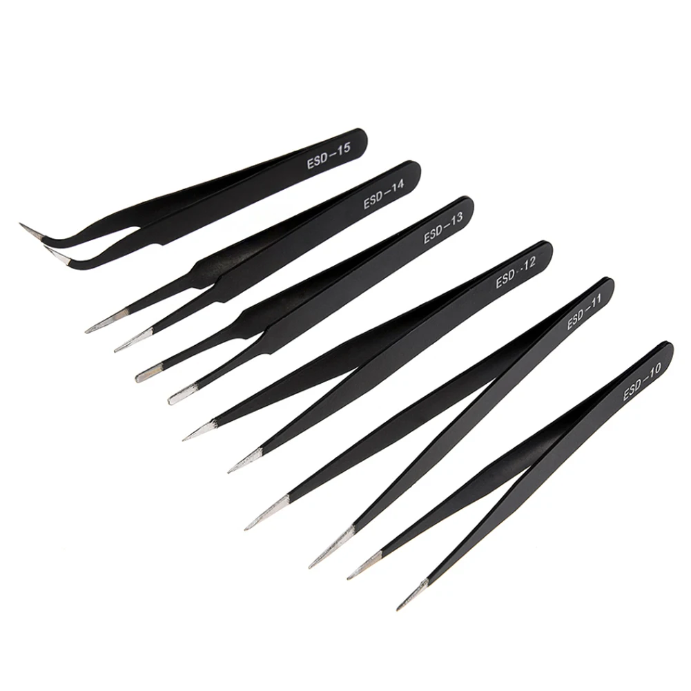 6pcs Anti-static Stainless Steel Tweezers Maintenance Tool Kits Mobile Cell Phone Repair Refurbished Sets for iPhone | Мобильные