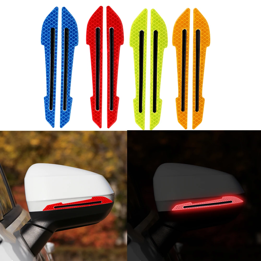

Anti-collision Sticker Car Reflector Sticker Car Exterior Accessories RearView Mirror Sticker Safety-Warning Sign Decals 2Pcs