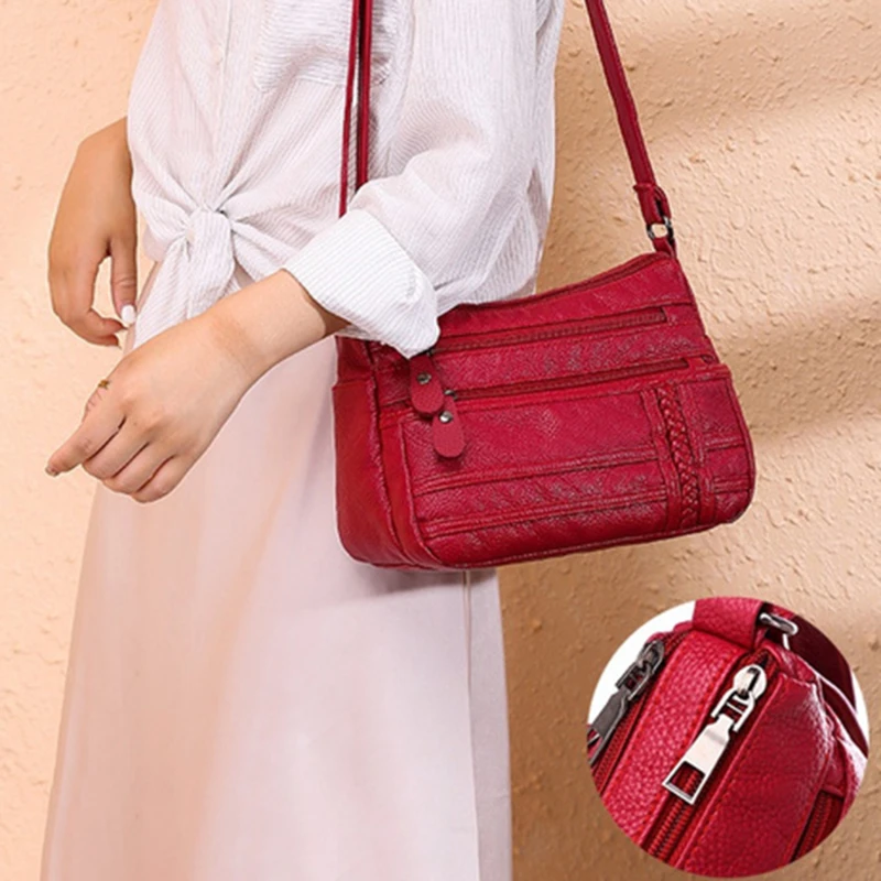 

All-Match Solid Shoulder Bag Soft Leather Multi-Compartment Large Capacity Shoulder Bags 2023 New High Quality Woman Bags