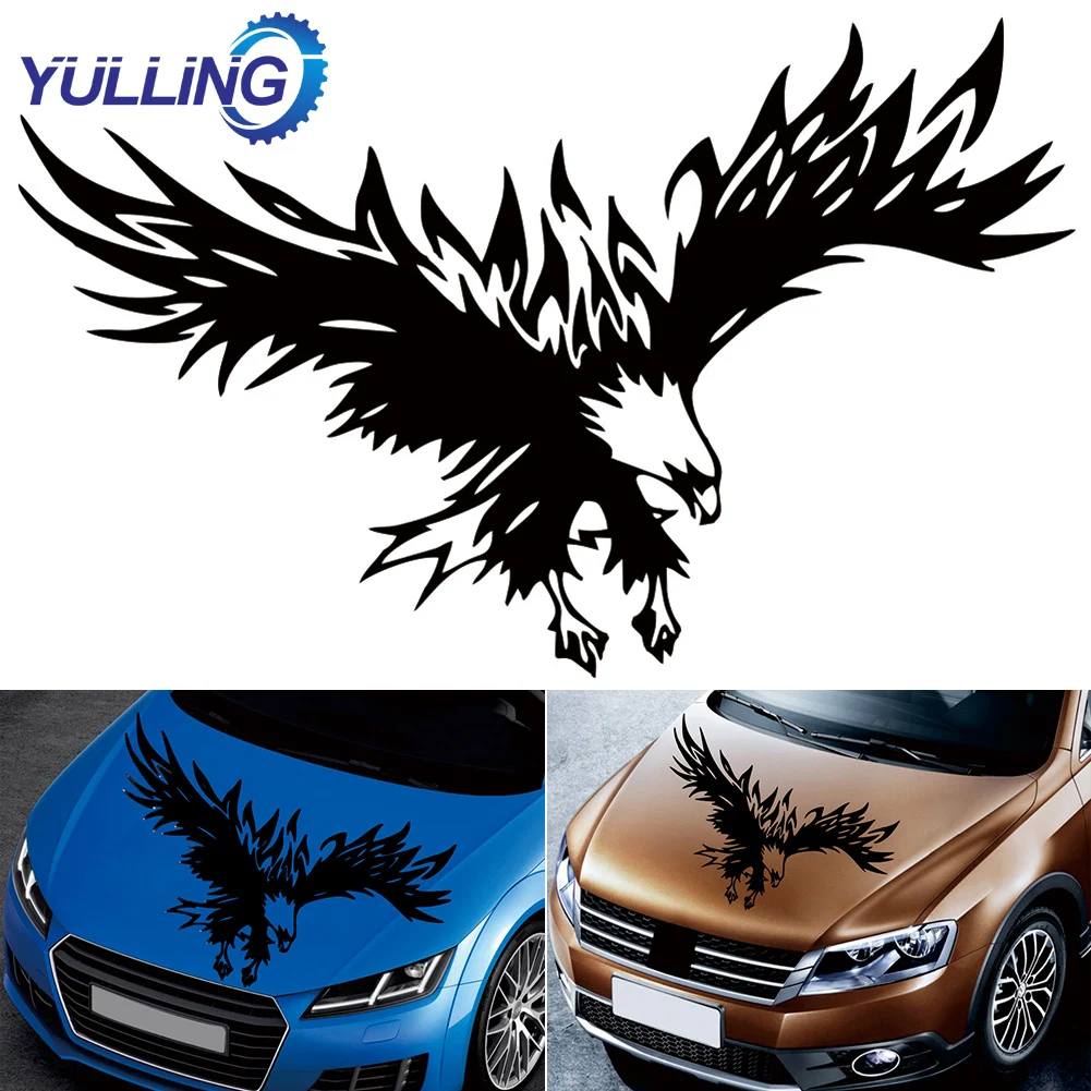 YULLING 50*30 см универсальная наклейка на капот автомобиля, Орл, летающие крылья, Орл, племенной узор, грузовик, внедорожник, тело, птица, наклейка