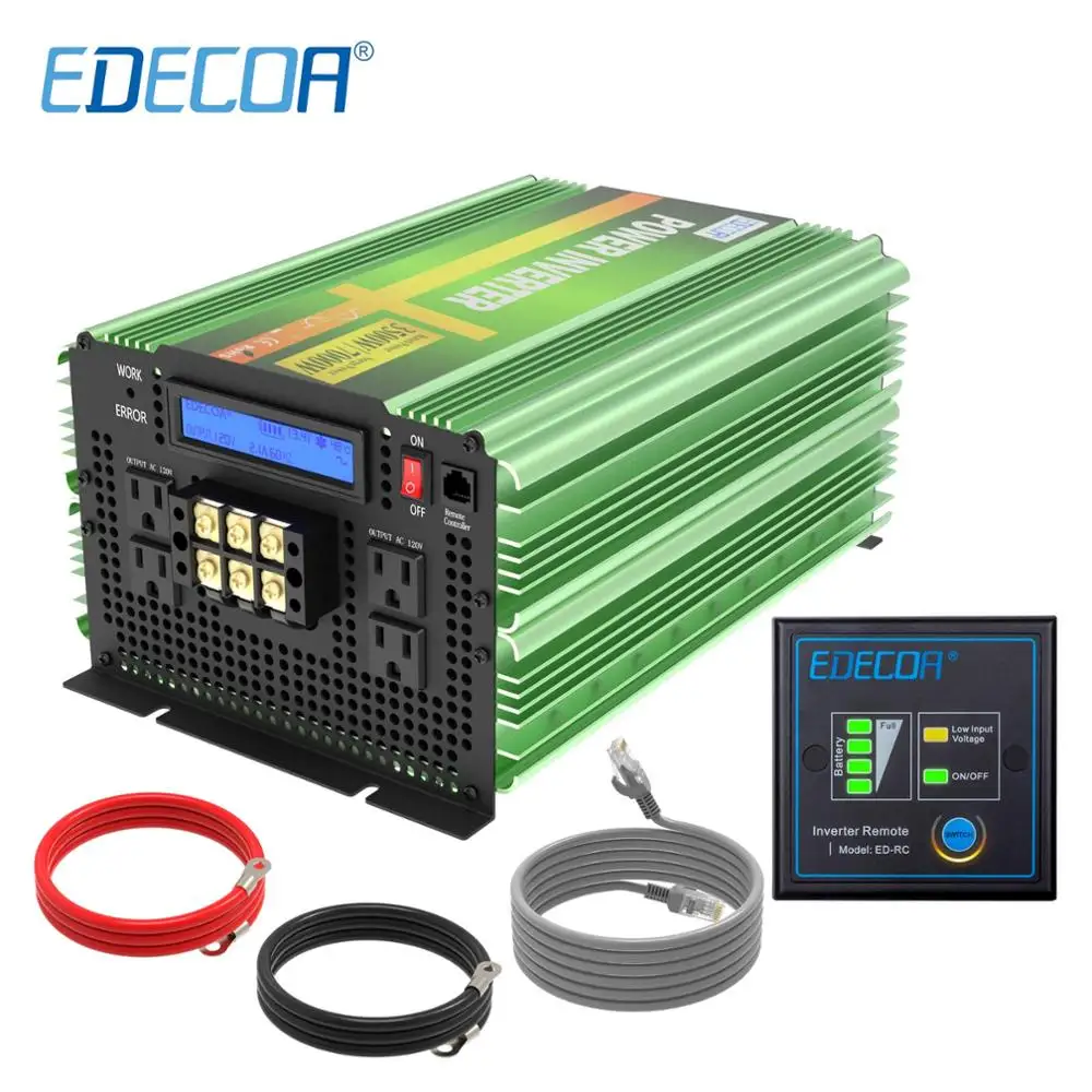 Инвертор EDECOA DC12V AC 110 в 120 3500 Вт 7000 пиковая чистая Синусоидальная волна 60 Гц с