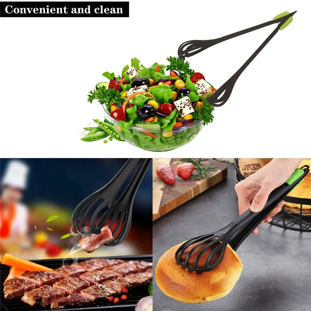 

Kitchen Tongs Nylon Egg Beater Food Folder Salad Mixer for Cooking Mixing Barbecue Egg Whisk Safety Kitchen Accessories