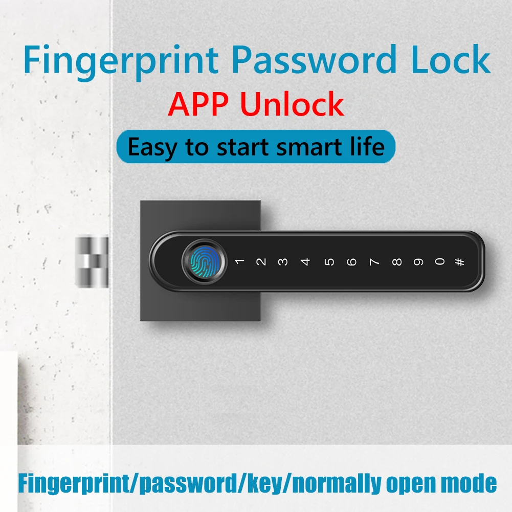 

Smart TTLock App Control Biometric Fingerprint Password Household Lever Handle Lock Electronic Door Locks for Home with Keys