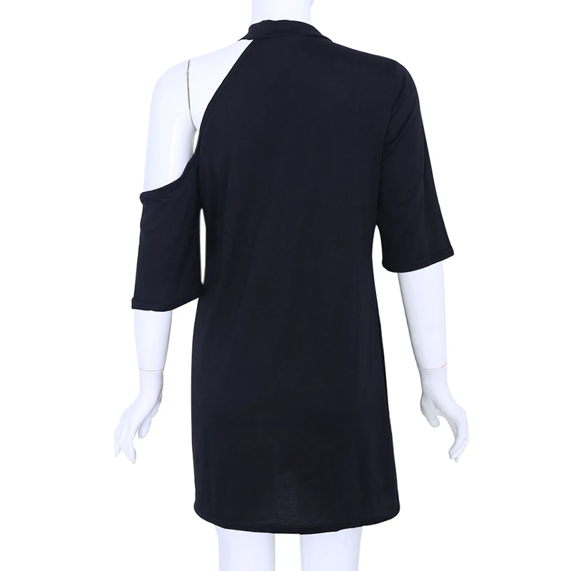 Ladies Women Punk Rock Short Sleeve Eagle Print T-Shirt Cut Shoulder Halter Baggy Dress Y4QB | Женская одежда