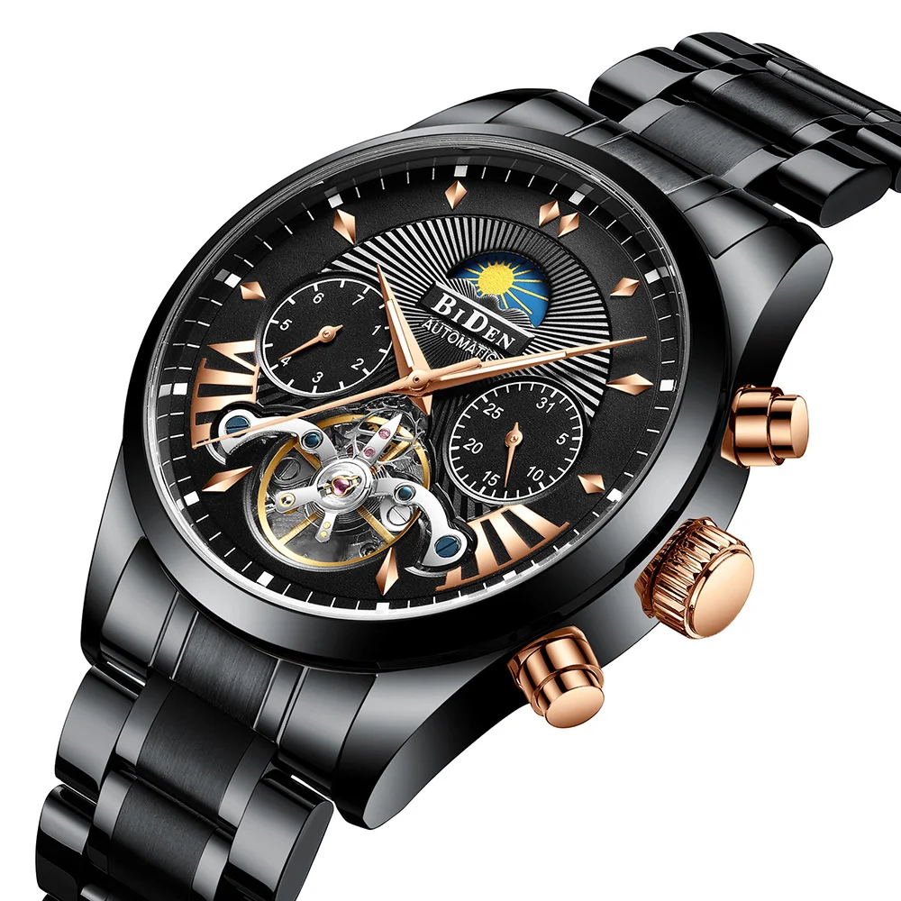Мужские часы черные мужские Лидирующий бренд роскошные механические бизнес