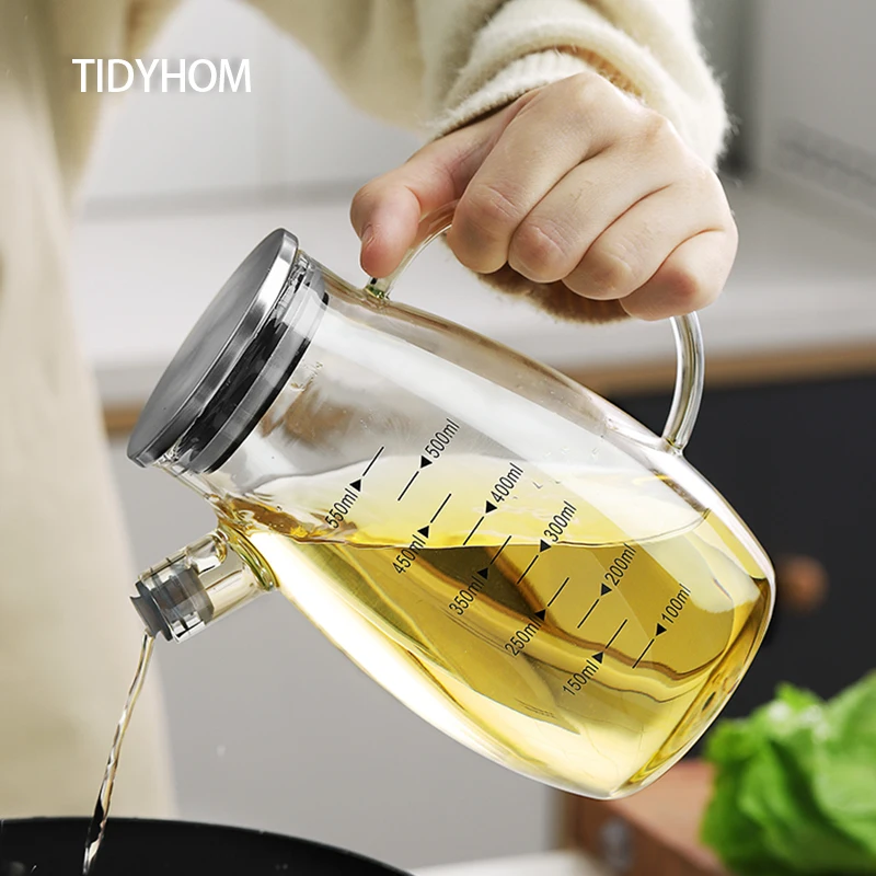 

350/500/550/700/850ml Kitchen Thickened Transparent Glass Leak-Proof Oil Pot With Cap And Stopper Sauce Storage Container