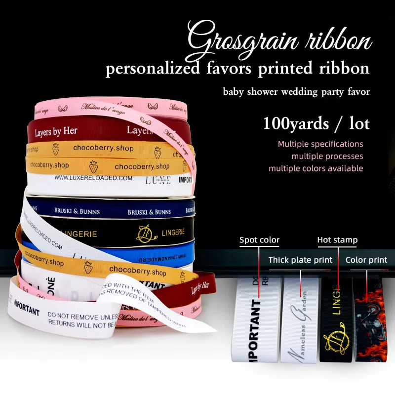 

HAOSIHUI 6mm-75mm New Cheap Grosgrain Personalized Favors Printed Ribbon for Party Wedding Decoration 100yards/lot