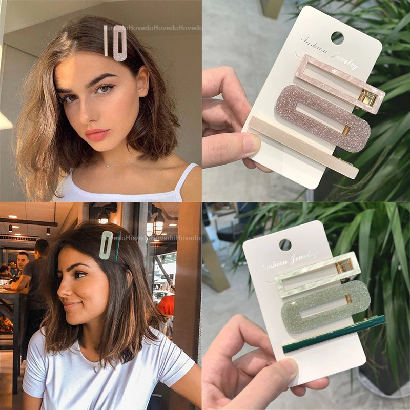 

New 3PCS/Set Fashion Pearls Acetate Geometric Hair Clips For Women Girls Headband Sweet Hairpins Barrettes Hair Accessories Set