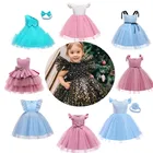 Детское платье принцессы, вечернее платье на день рождения, свадебное платье с цветами для девочек, платья для крещения, для девочек