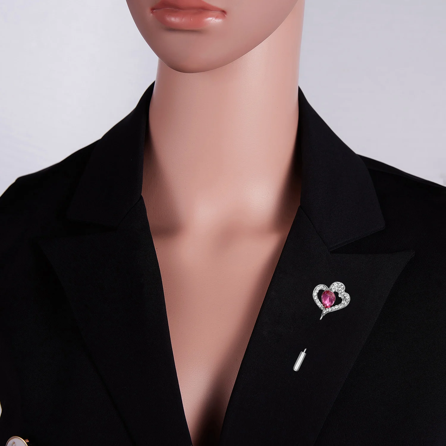 

RINHOO Red Crystal Flower Long Needle Brooch Pin For Women New Fashion Sweater Shawl Scarf Buckle Coat Jewelry Accessories