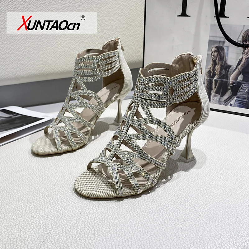 

Sexy Women Platform Sandals Stiletto Heels Back Zip Party Sandalias Pumps Mujer Shoes Woman Large Size 39