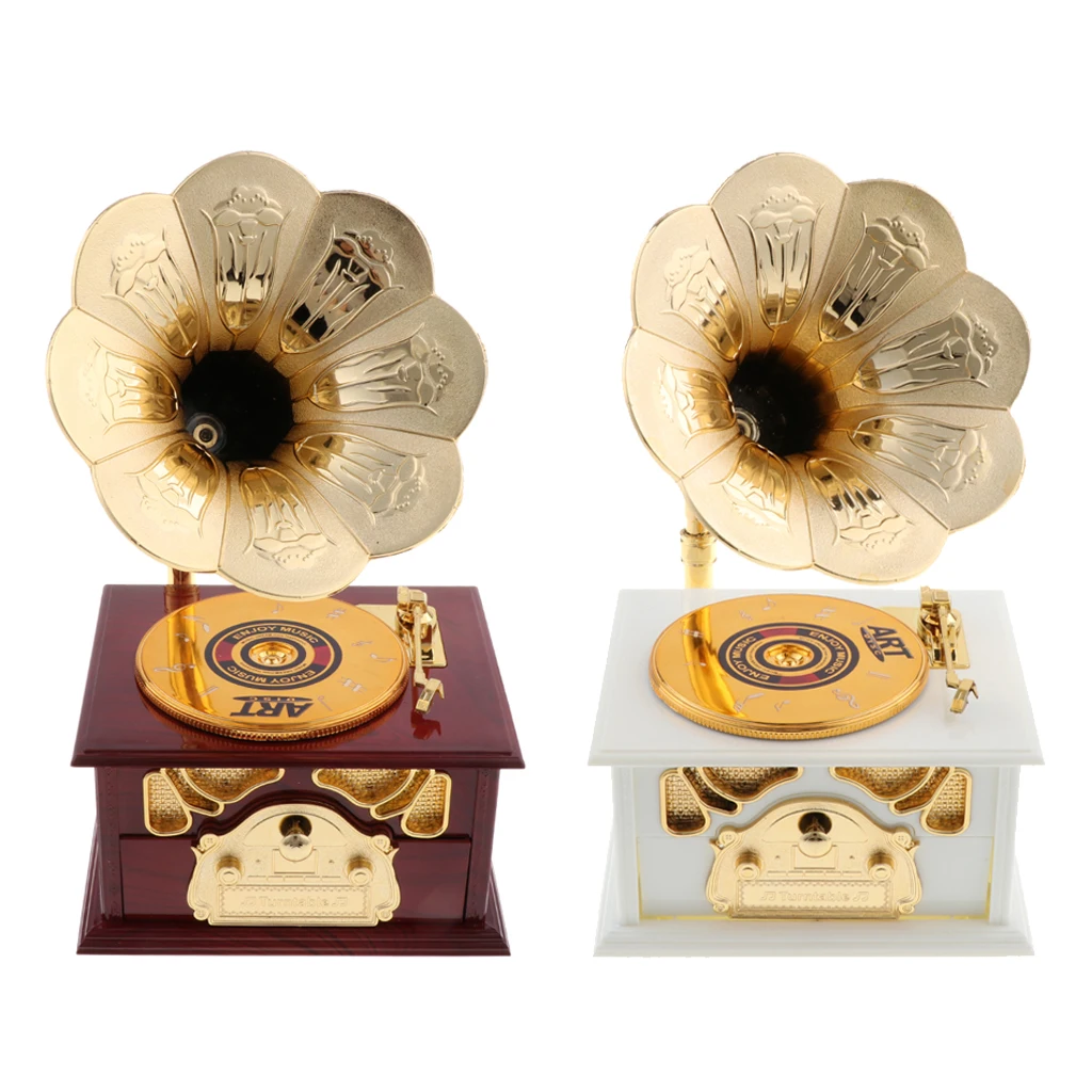 

Vintage Wind Up Phonograph Music Box Classical Collectible Holiday Gift
