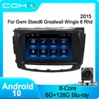 COHO для Gwm Steed 6Greatwall Wingle 6 Rhd 2015 автомобильный мультимедийный плеер Радио Android 10,0 Восьмиядерный 6 + 128G