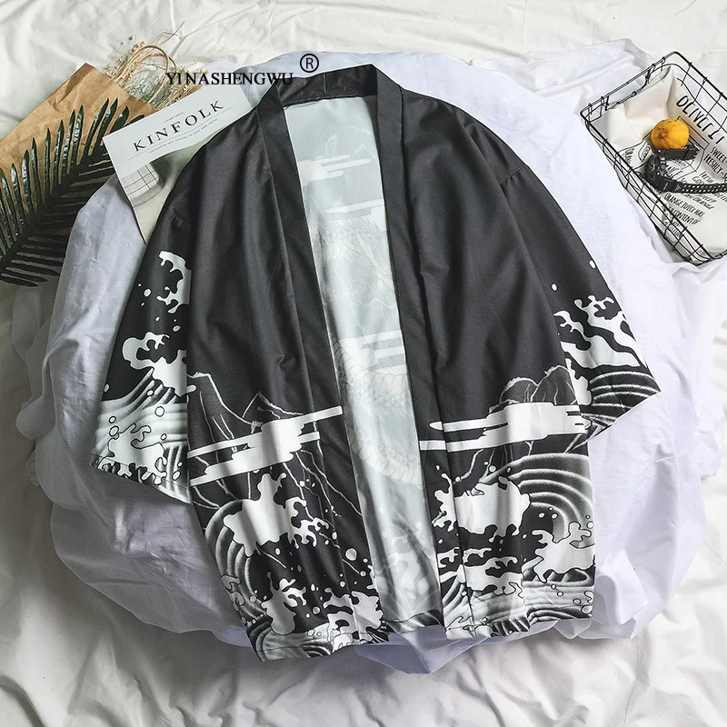 Yukata Женские кимоно кардиган для мужчин традиционное японское кимоно унисекс Harajuku пляжная свободная тонкая рубашка Азиатский японский костюм для косплея