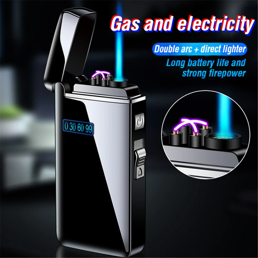Газовая и электрическая ветрозащитная металлическая USB-зажигалка