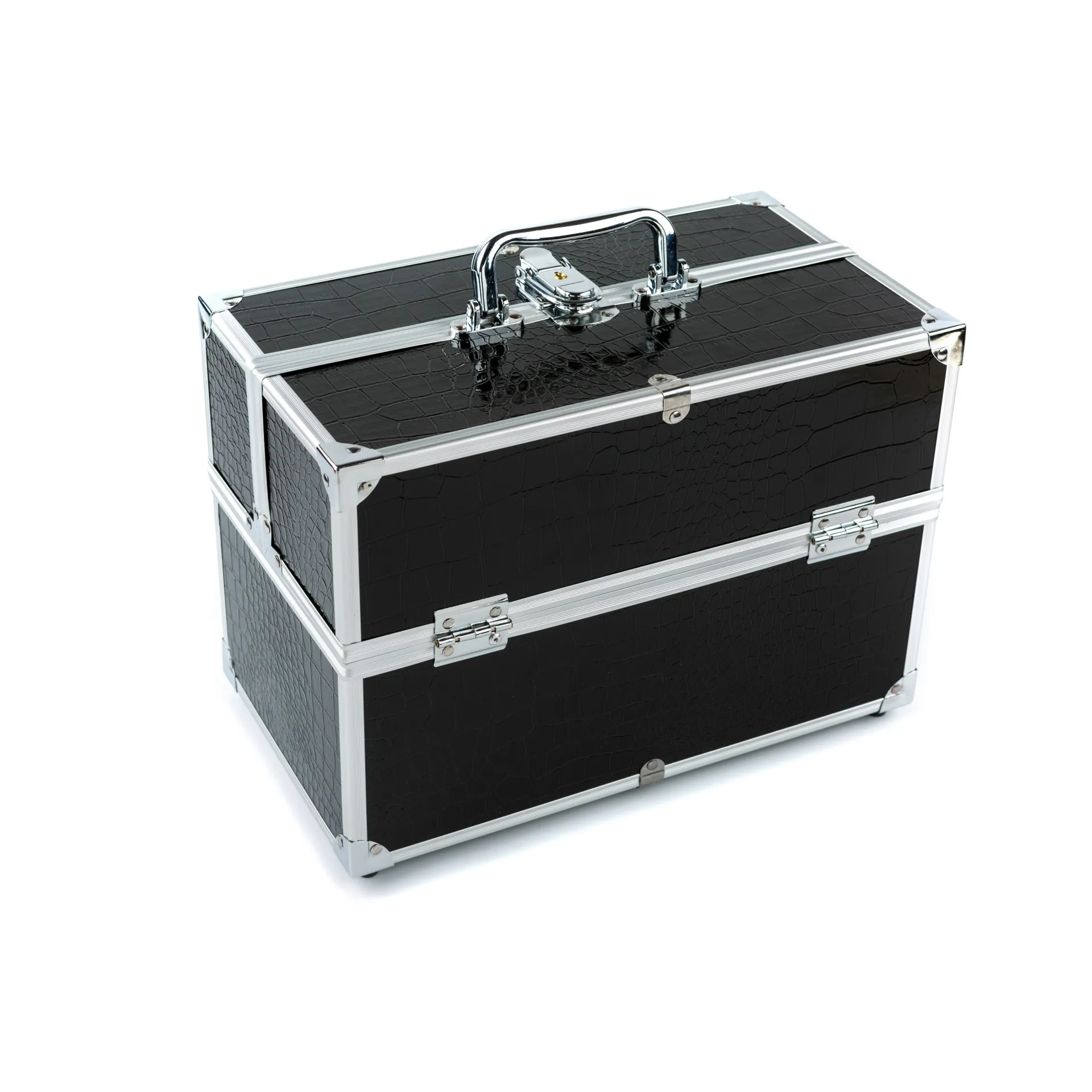 

32*18*22cm Fashion Black Cosmetic Case Three-layer Household Makeup Storage Box Professional Toolbox Beauty Toiletry Organizer