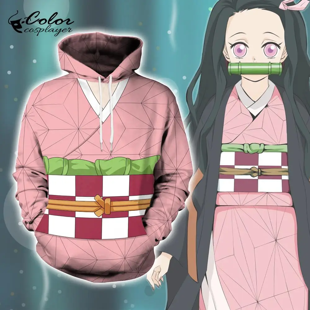

Толстовка с капюшоном Kamado Nezuko для мужчин и женщин, цветная кофта с капюшоном, с рассекающим демонов, зимняя Толстовка для женщин и мужчин