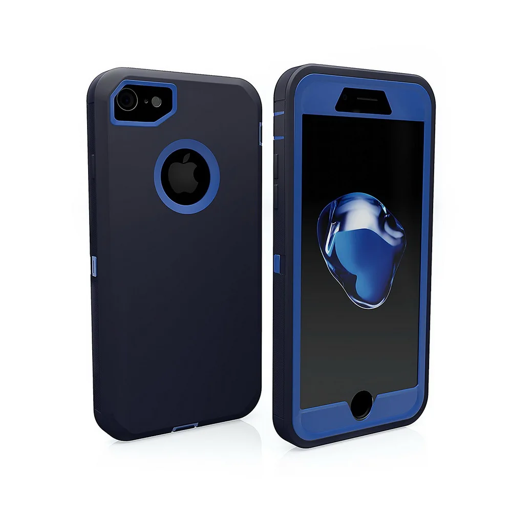 blue dark blue 3 в 1 резиновый Гибридный тяжелый защитный противоударный чехол с полным покрытием для iPhone X XS Max XR 6 6S 7 8 Plus 5 5S SE 11 Pro Max - Цвет: blue dark blue