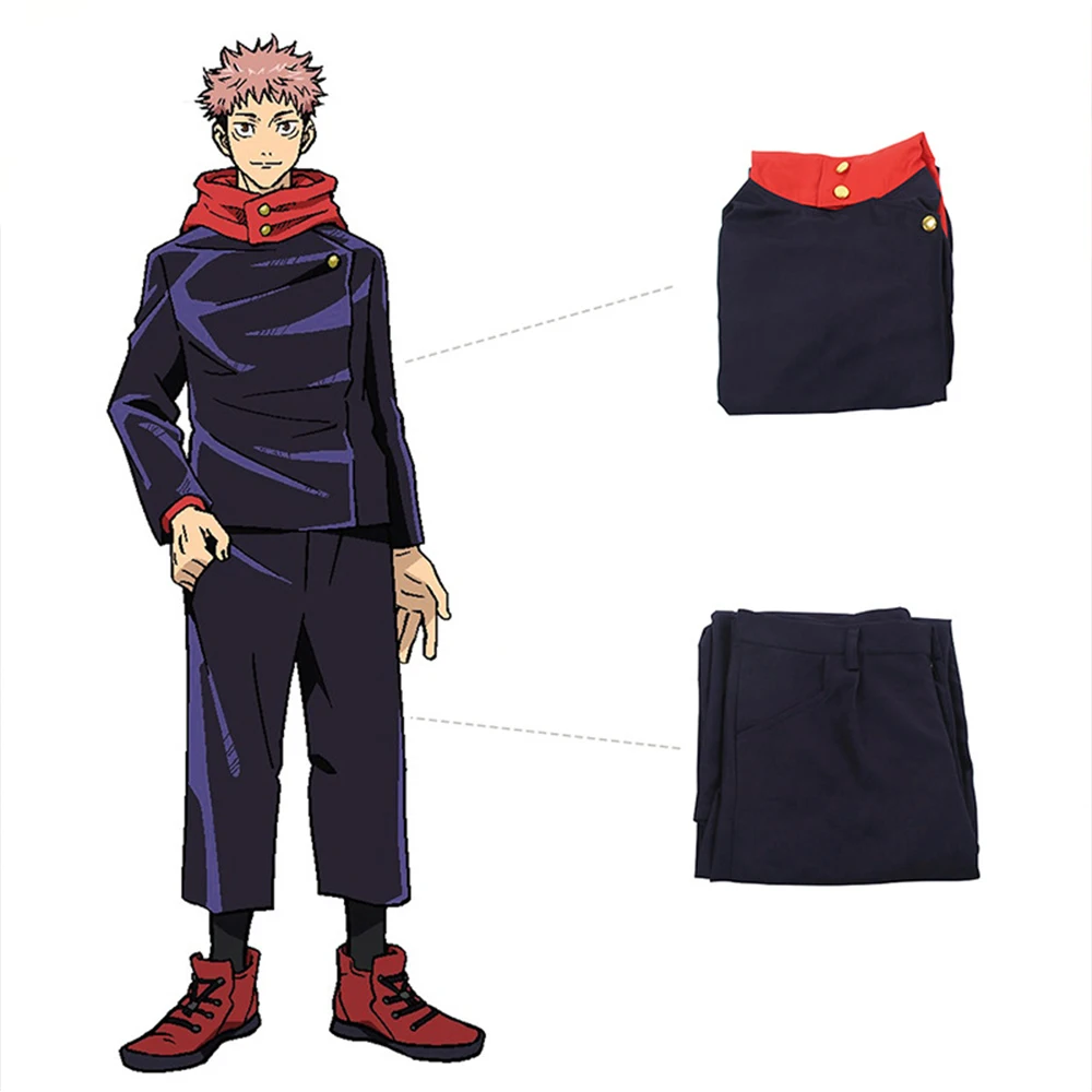

Anime Jujutsu Kaisen Cosplay Yuji Itadori Costumes Cosplay Costume Men Outfits Navy Blue Top Pants Halloween Full Set