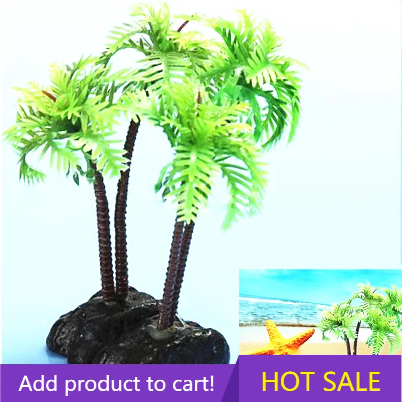 1 шт. искусственные аквариумные растения пластиковые кокосовые пальмы украшение