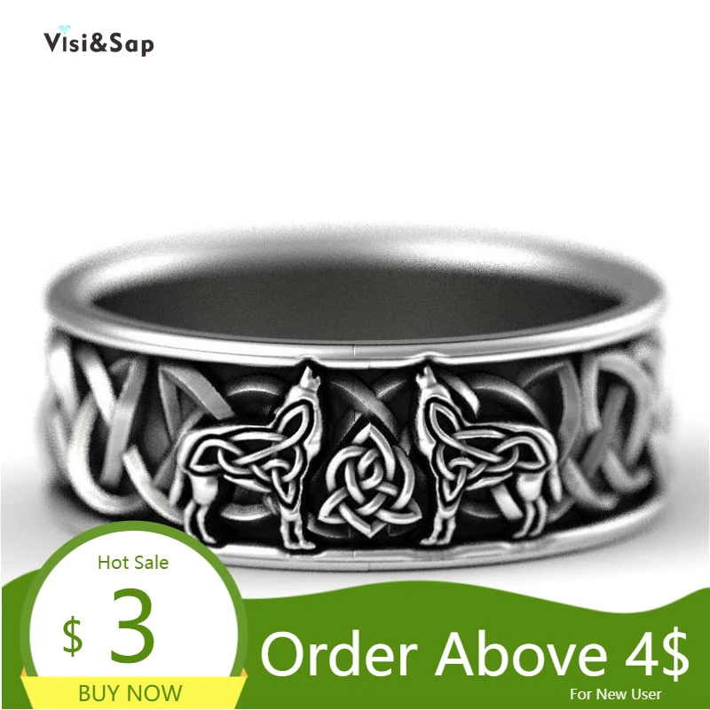 Visisap Nordic мифический волк Фенрир оборонительная Тотем кольца Амулеты для Для