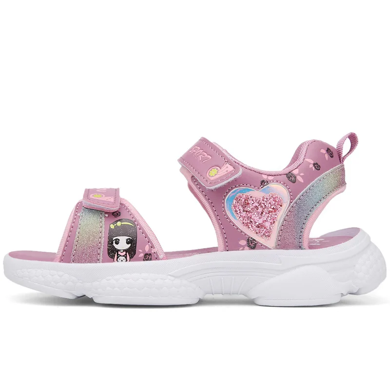 

2021 Girls sandals children's Flexible comfortable shoes soft-soled Pink Velcro beach shoes Bending resistance free shippping