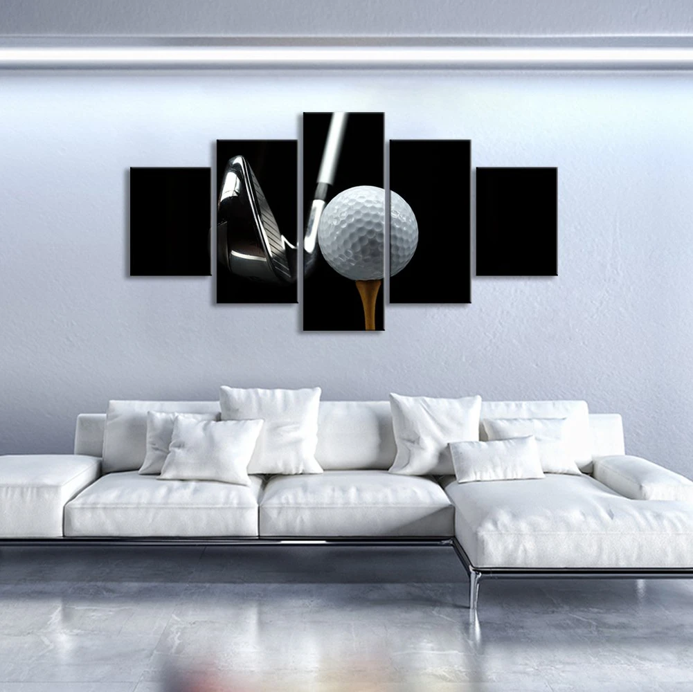 5 шт. черно белый холст настенный художественный Белый Гольф и Серебряный гольф